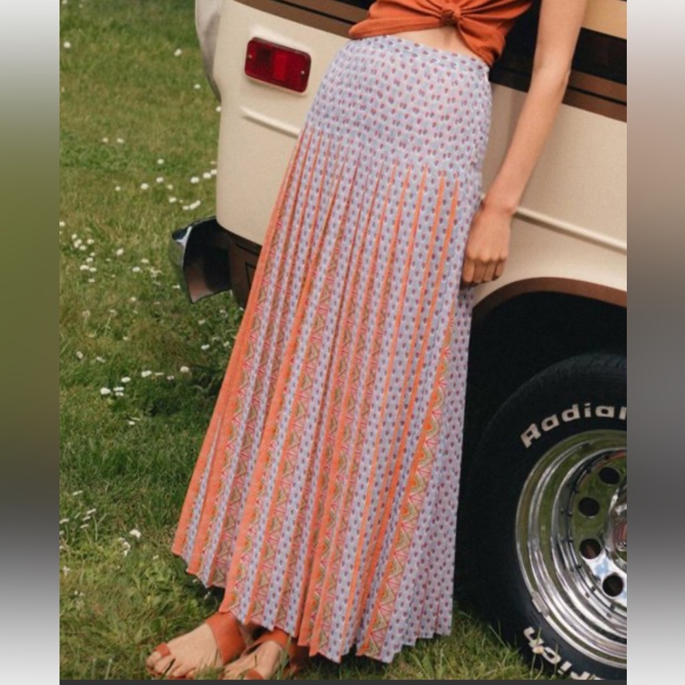 Anthropologie Maeve Nonie Pleated Maxi Skirt